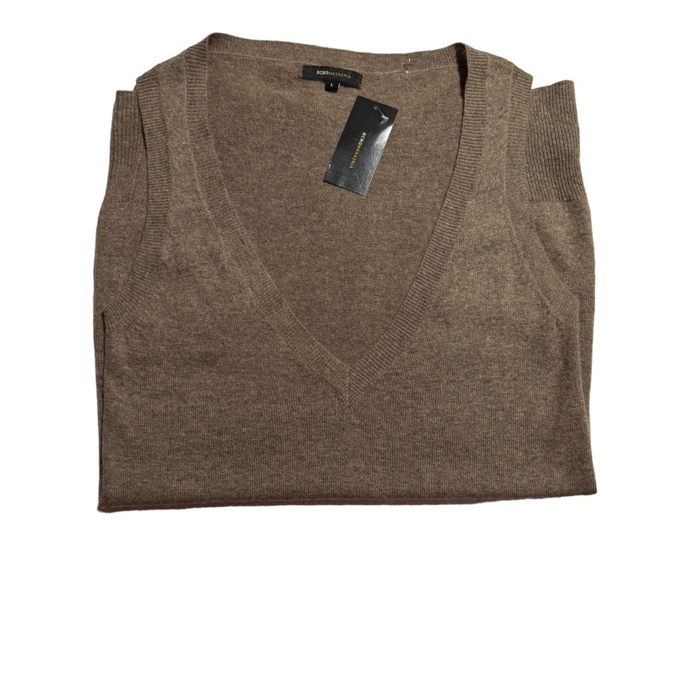 BCBG MAXAZRIA (NWT) Wool Blend, Deep V Neck Sweater Vest, Size Large - Picture 6 of 15